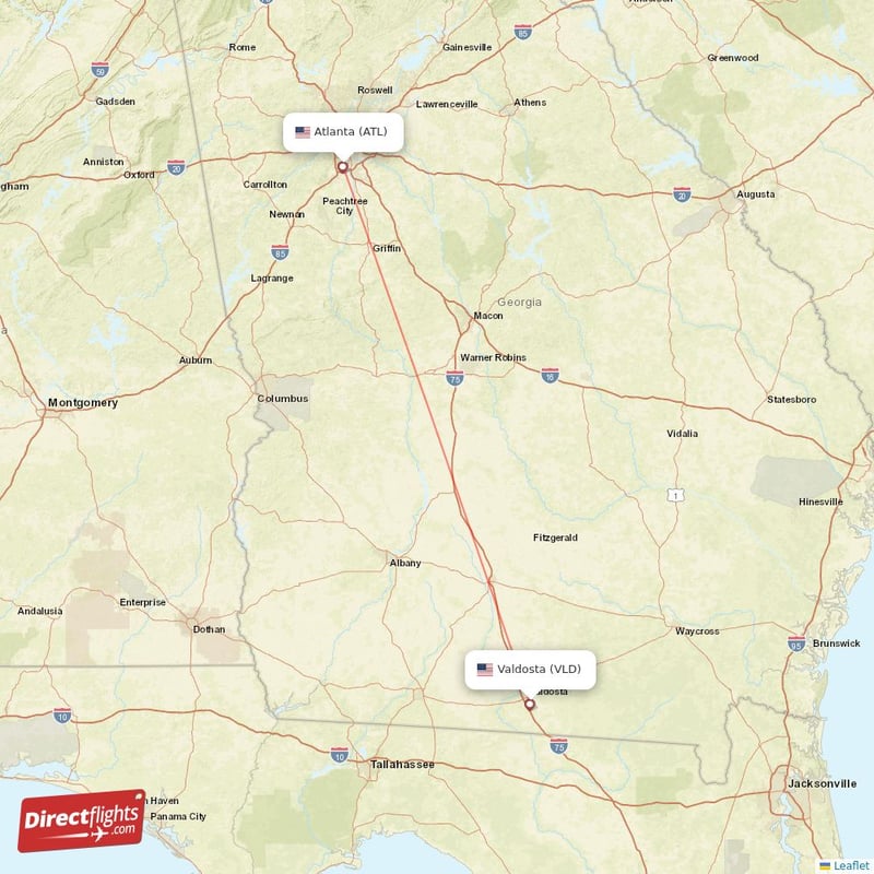 Direct flights from Valdosta to Atlanta (VLDATL)