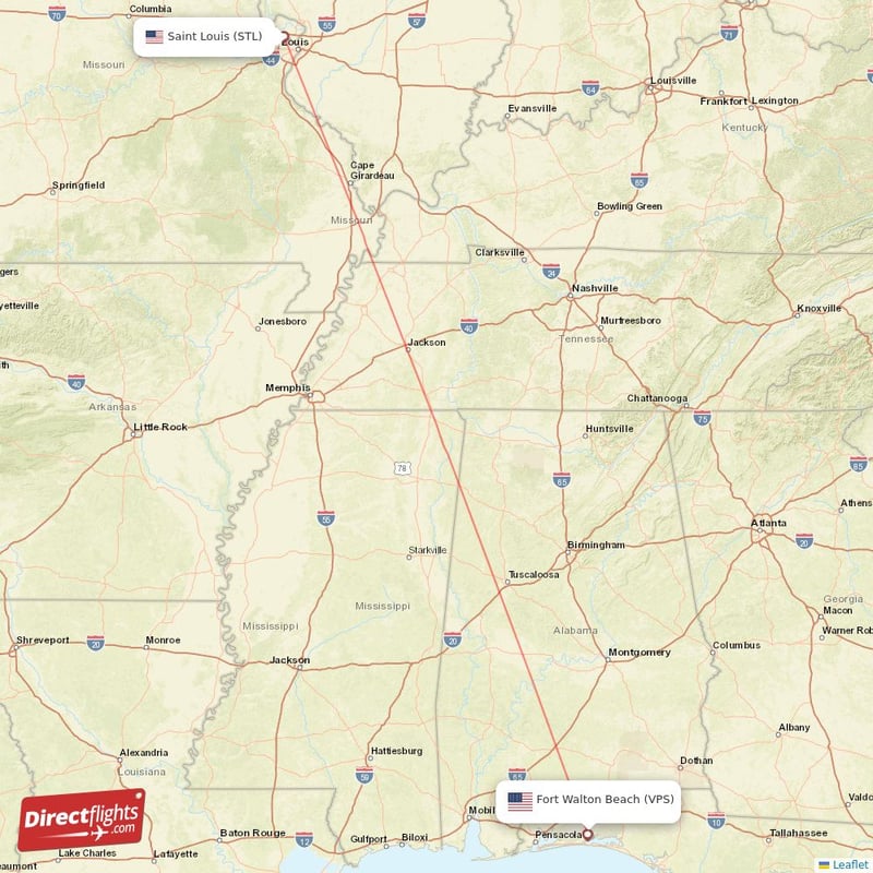 Direct flights from Fort Walton Beach to Saint Louis, VPS to STL non