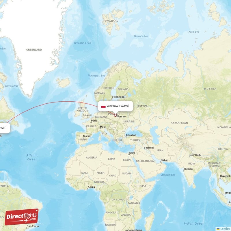 Direct flights from Warsaw to New York, WAW to EWR nonstop
