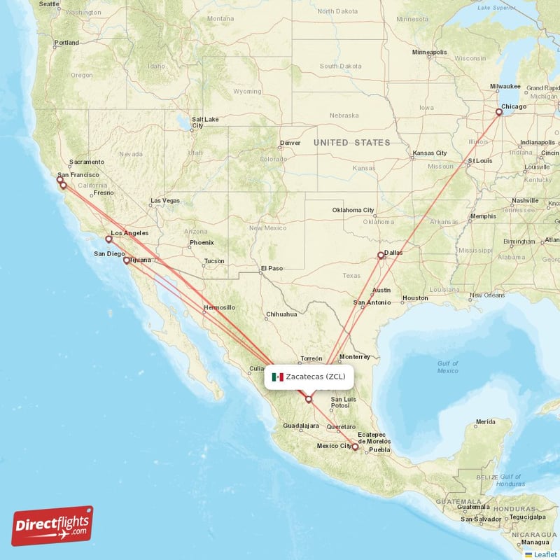 Direct flights to Zacatecas ZCL, Mexico