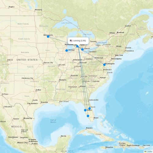 Lansing (LAN) flight routes & destinations Flight Routes