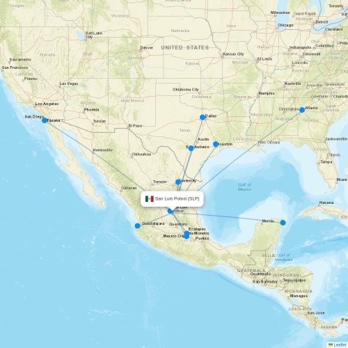 San Luis Potosi (SLP) flight routes & destinations Flight Routes
