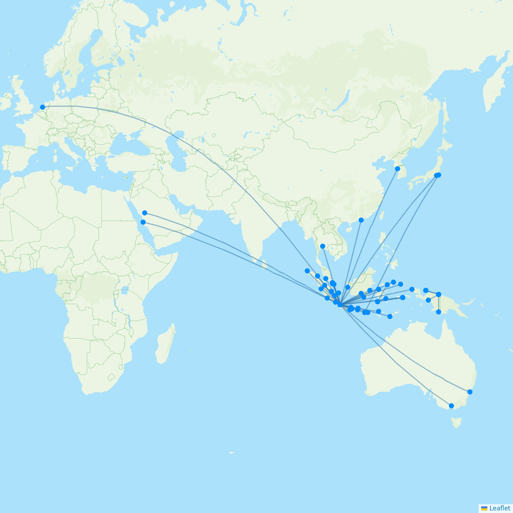 Garuda Indonesia routes 2024 map with all flights Flight Routes