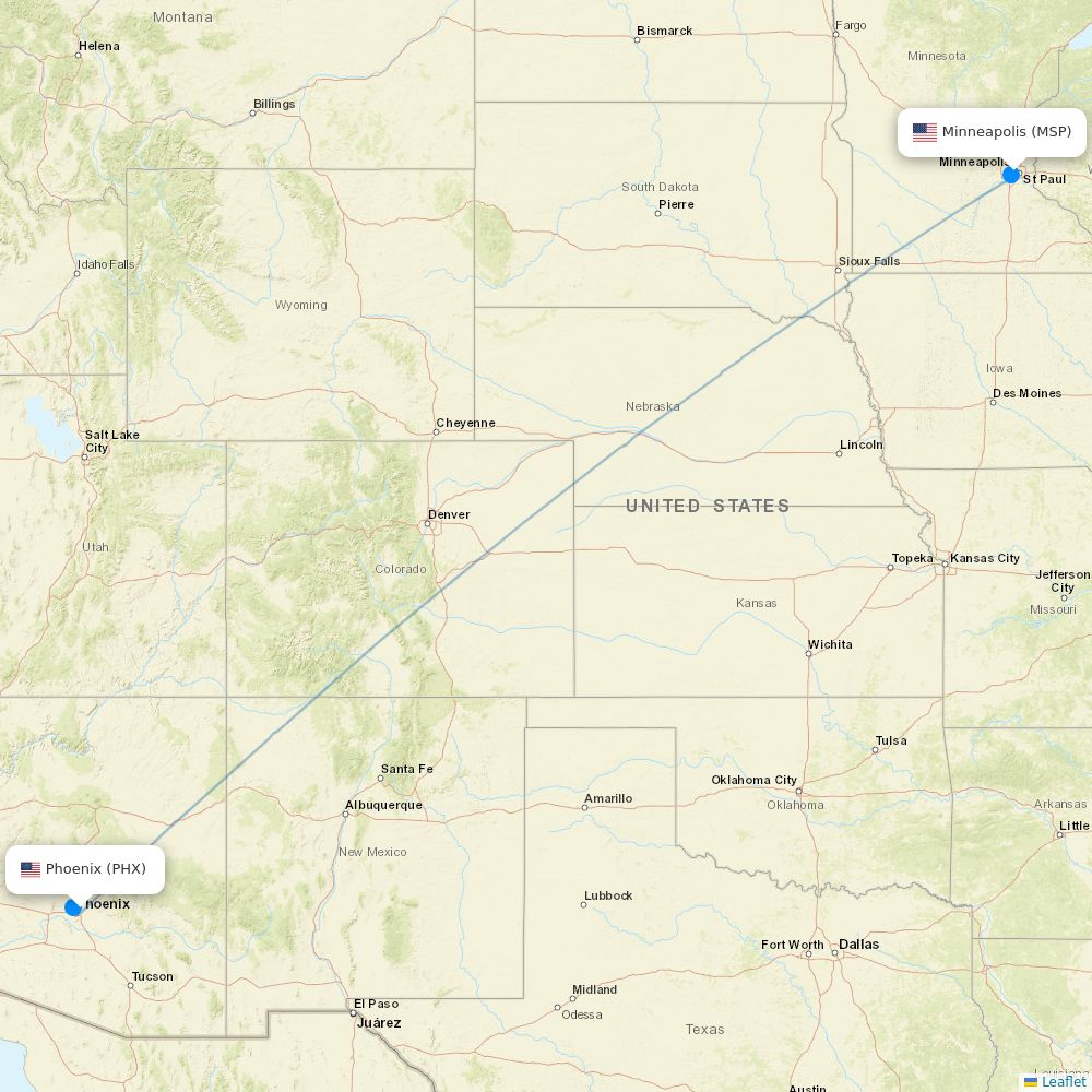 Sun Country Airlines routes (SY) map Flight Routes
