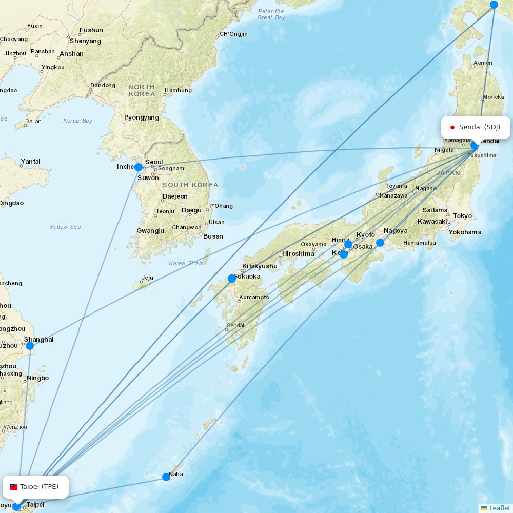 EVA Air airline routes (BR) map Flight Routes