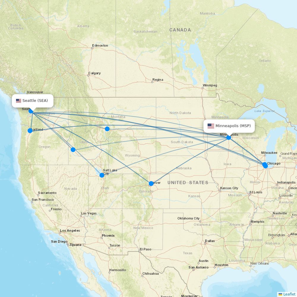 Sun Country Airlines routes (SY) map Flight Routes