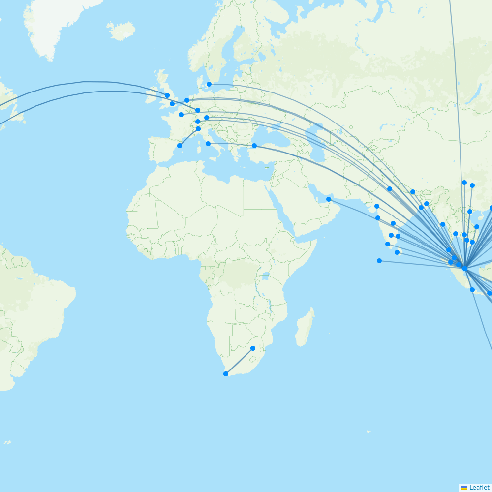 Singapore Airlines routes 2024 map with all flights Flight Routes