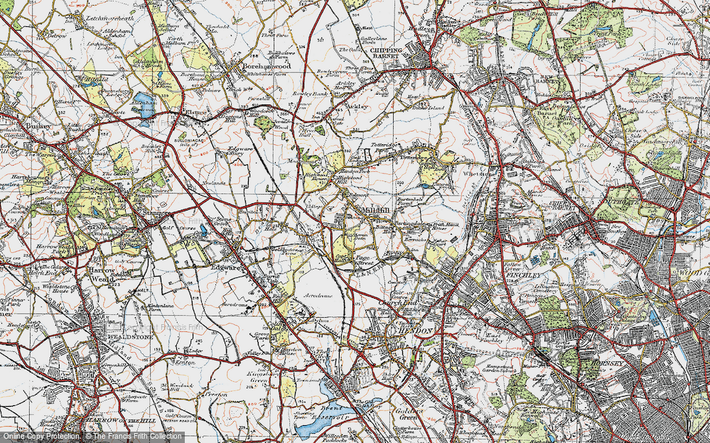 Historic Ordnance Survey Map of Mill Hill, 1920