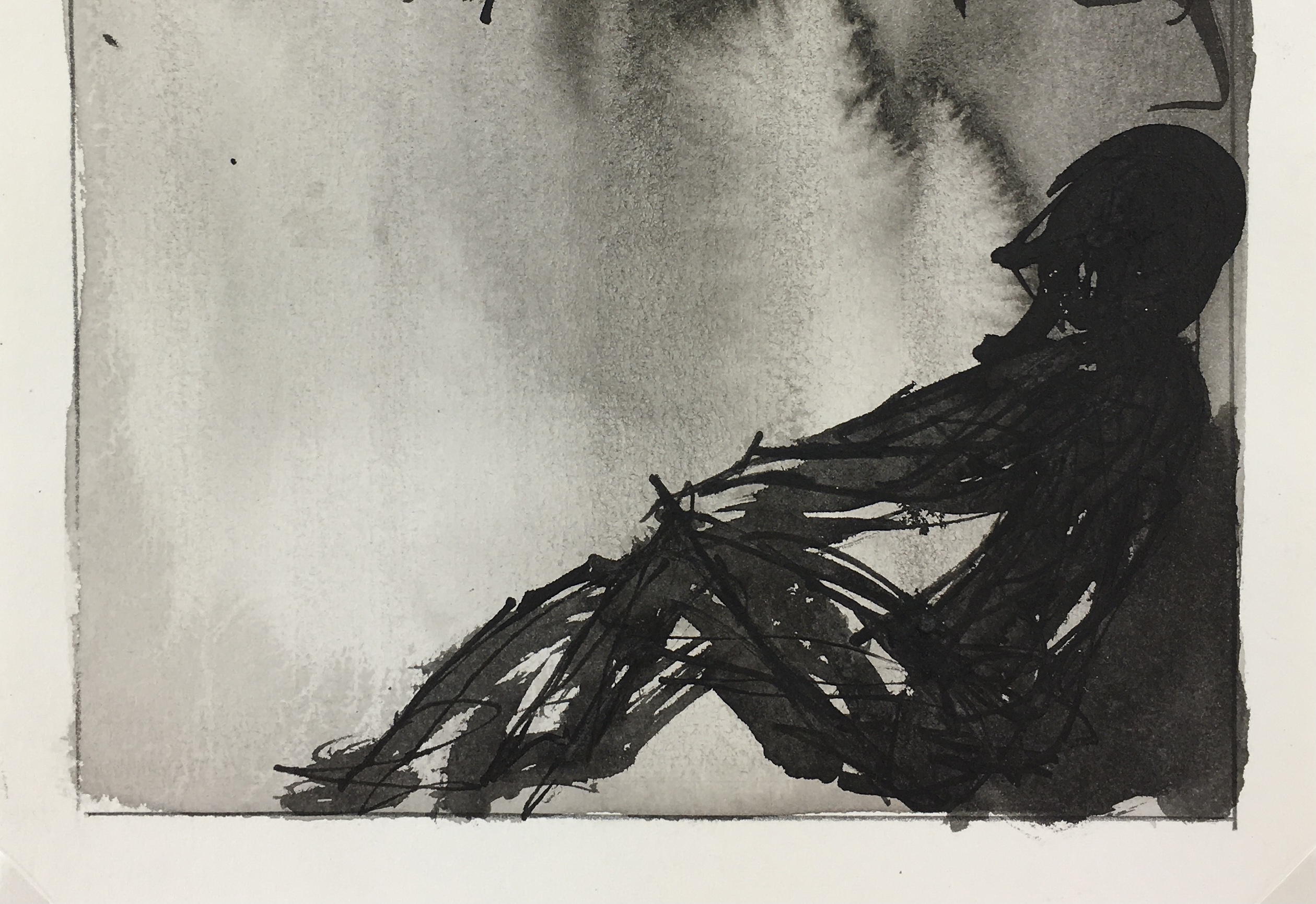 Black & White Modern Original Art The Thinker, French, 2000s