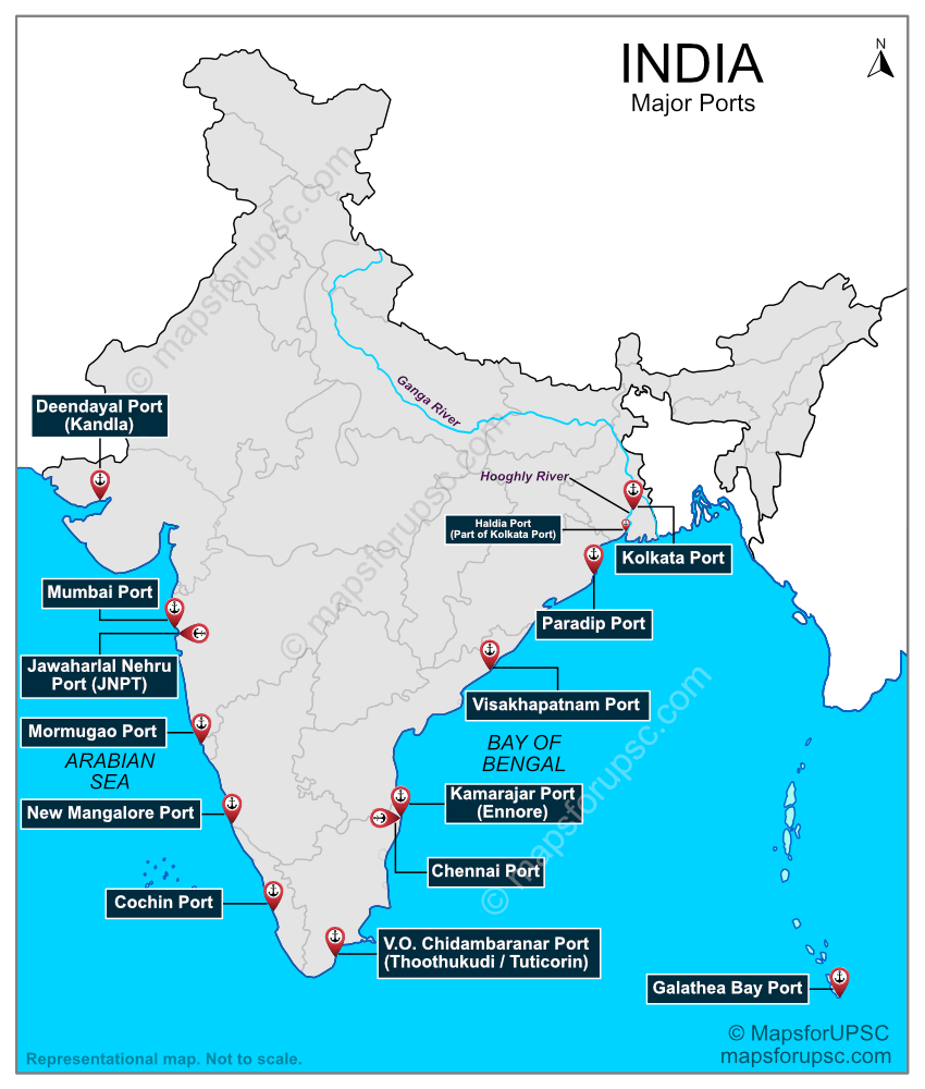 What Are The Major Ports In India Map India Map India World Map/india