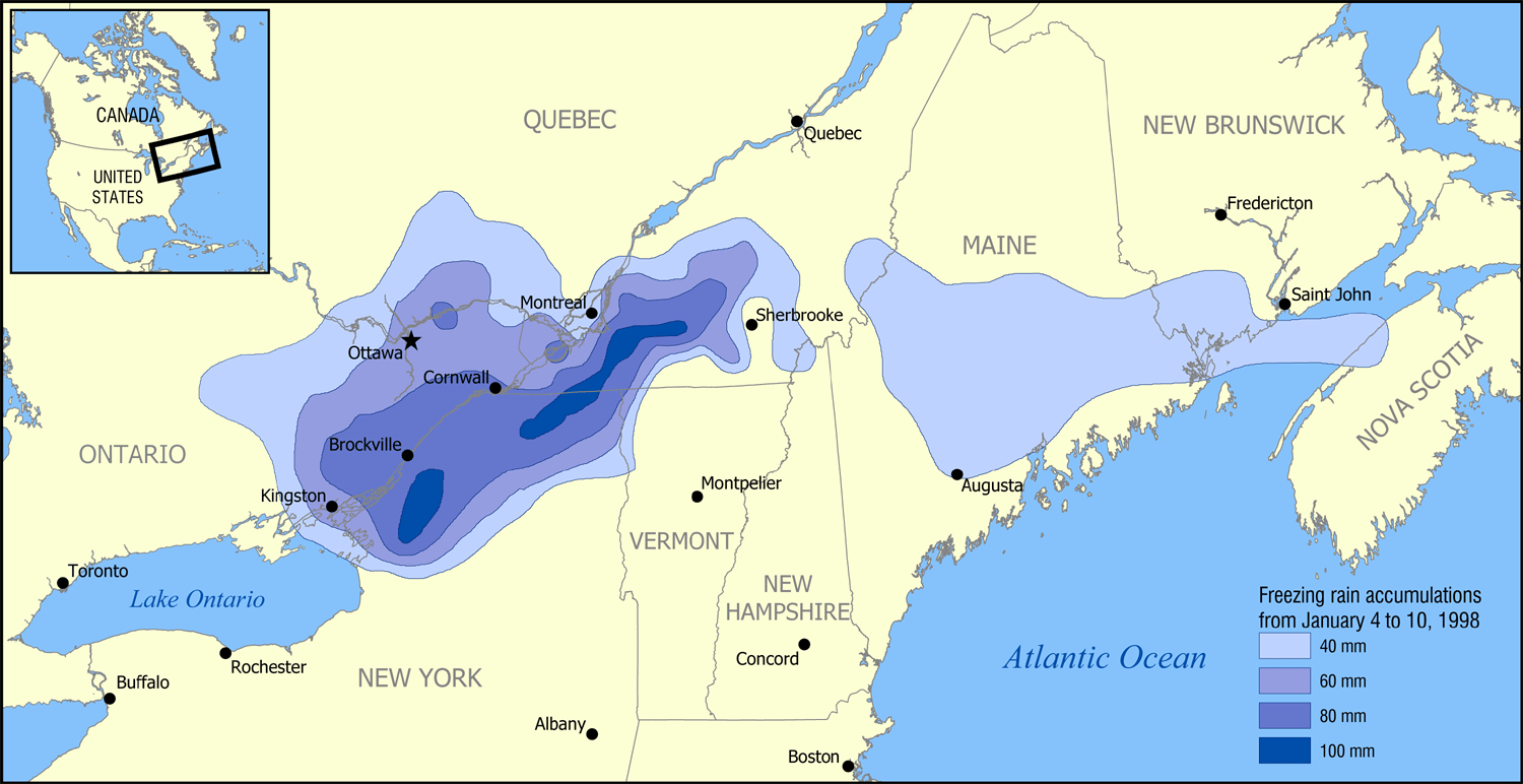 1998 Ice Storm Map •