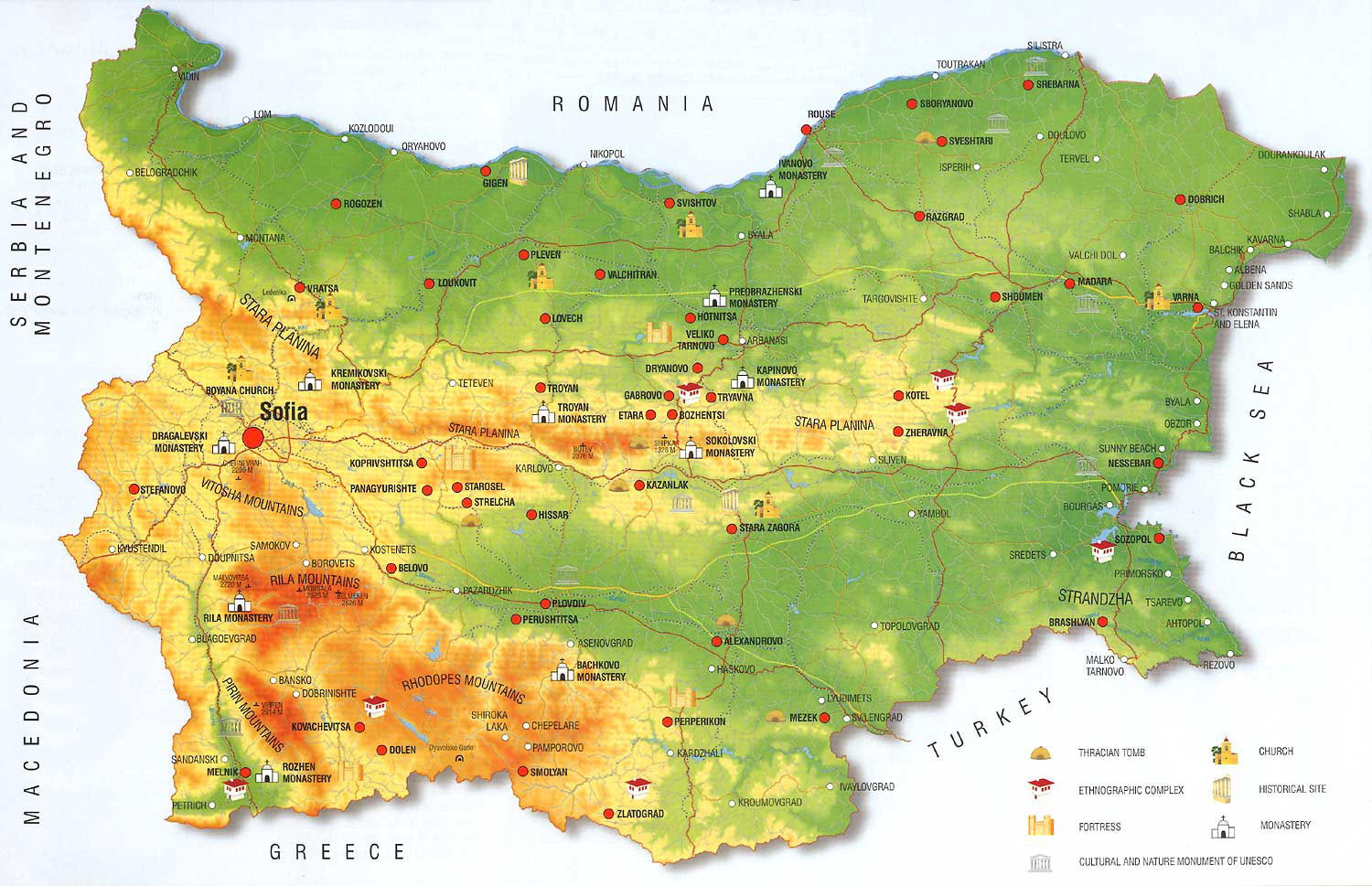Topographische Karte Bulgarien Bulgarian Map •