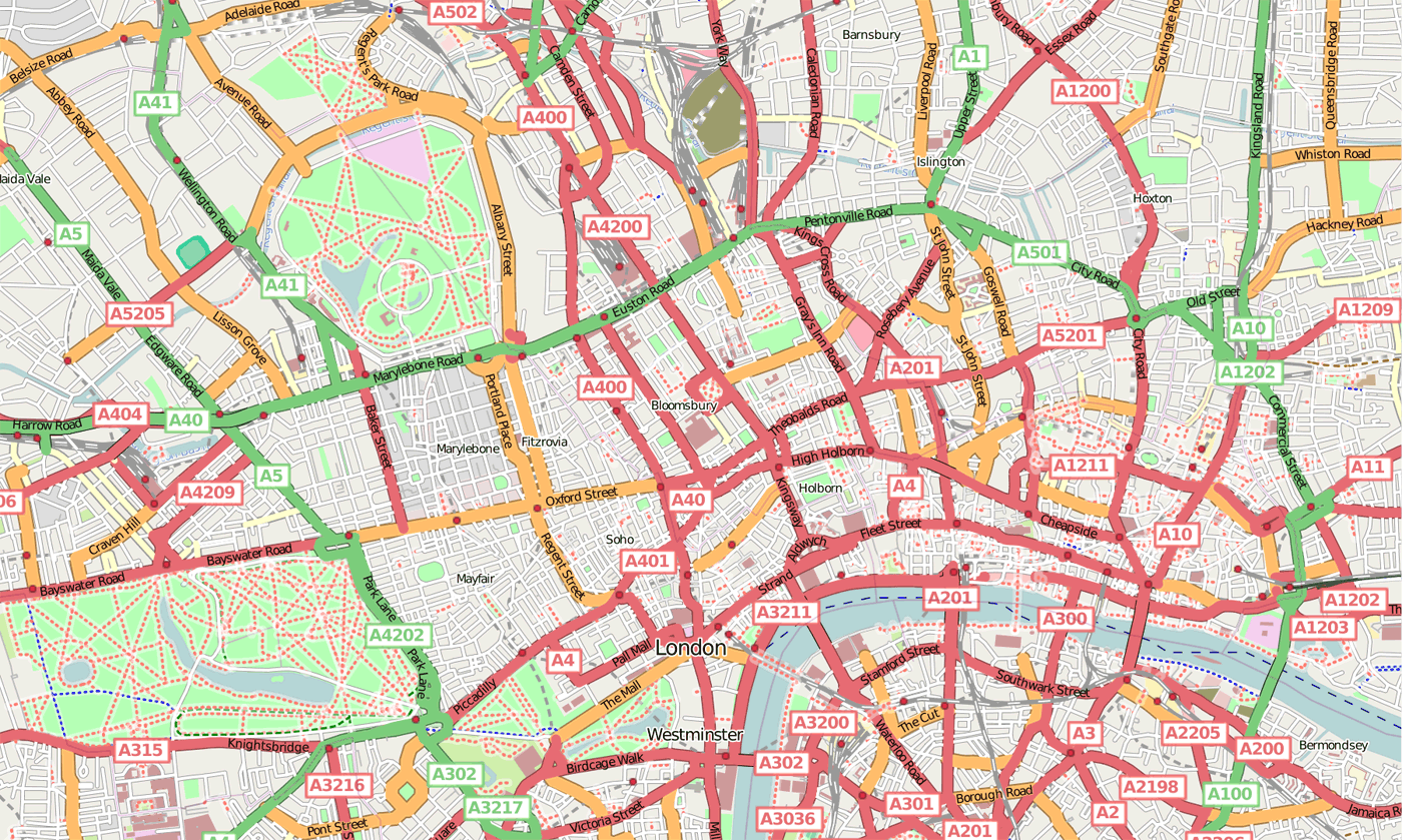 Printable Street Map Of Central London Adams Printable Map