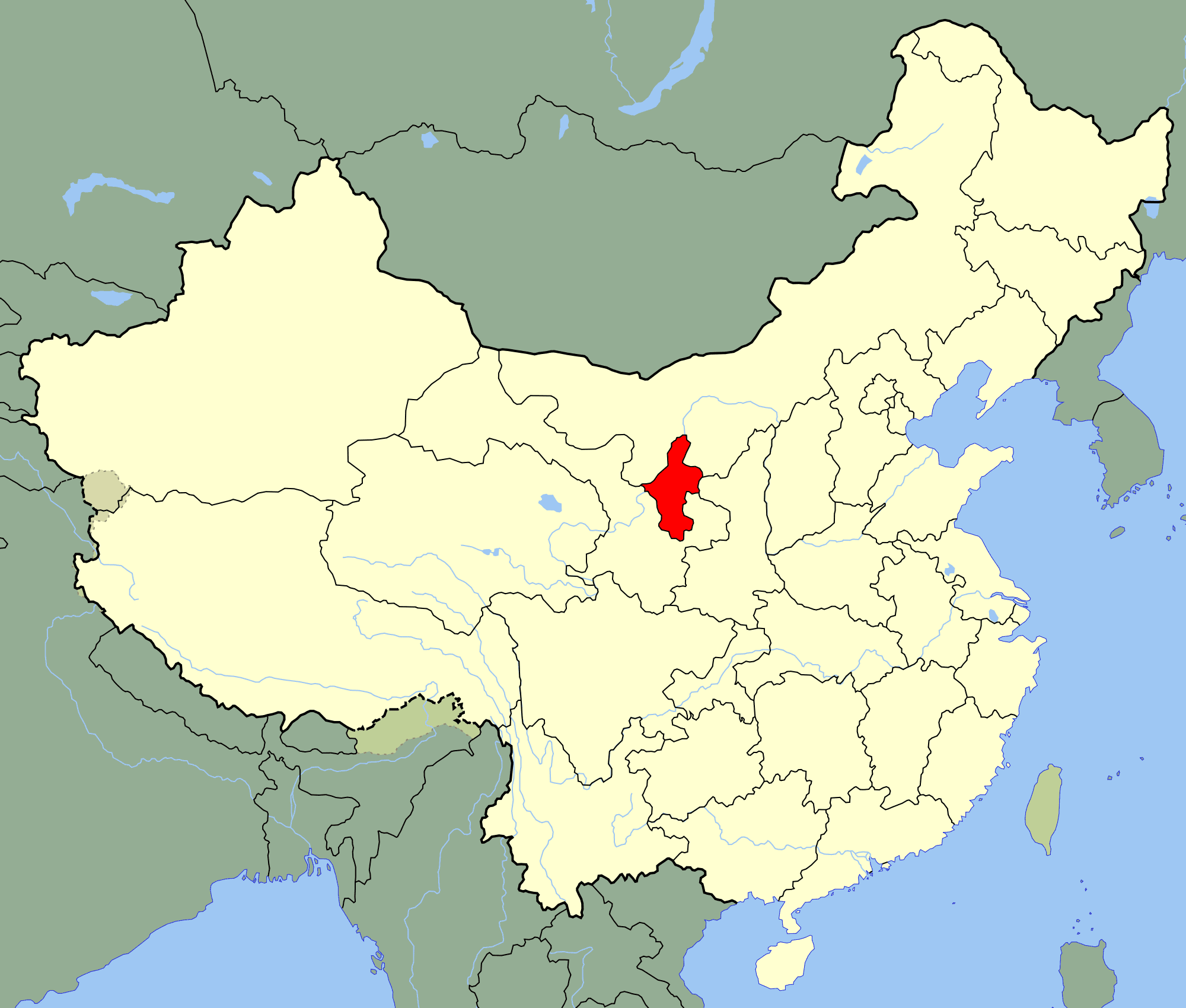 China Ningxia Location Map •