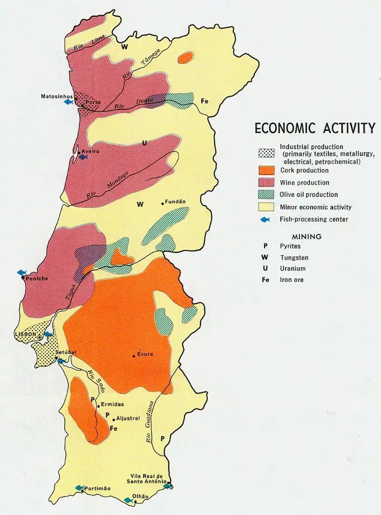 Economic Activity Map of Portugal 1972 •