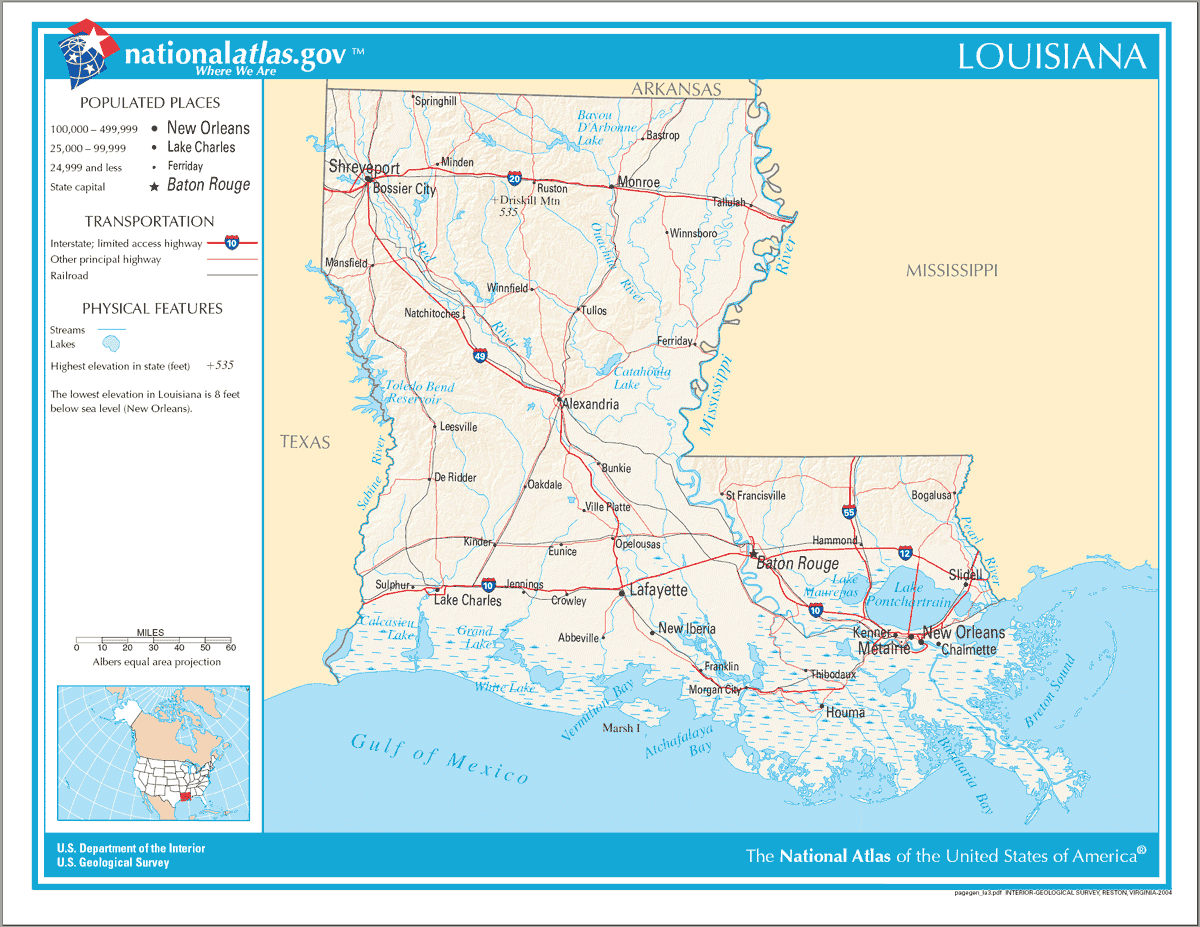 Map of Louisiana Na 1 •
