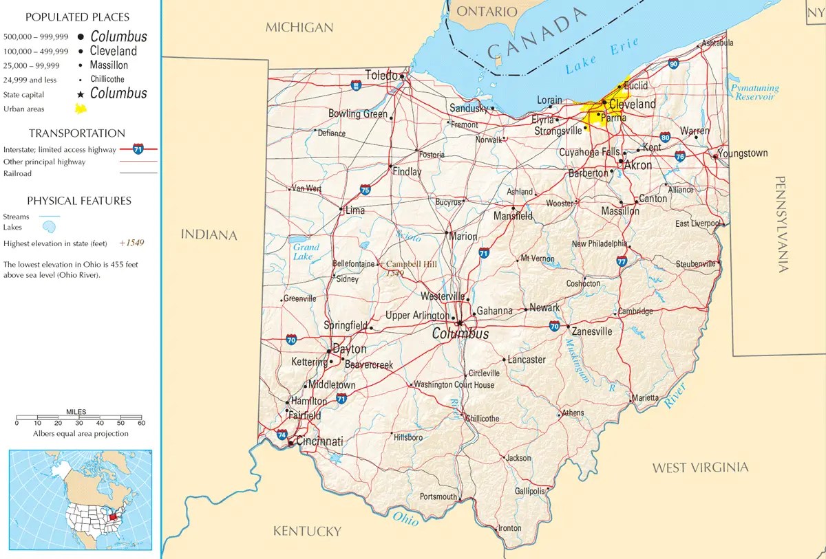 Map of Ohio Na 1 •