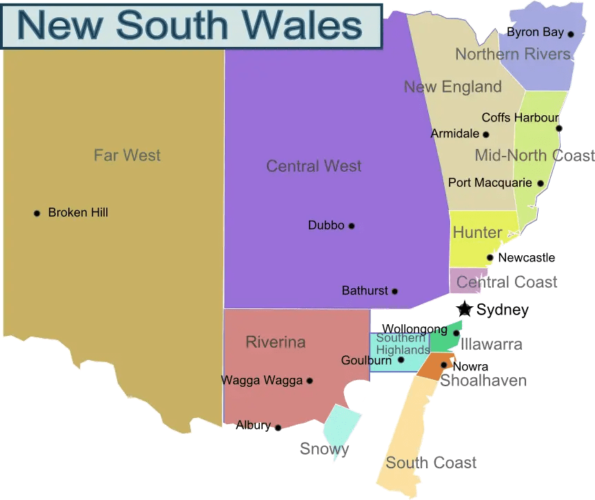 New South Wales Region Map •