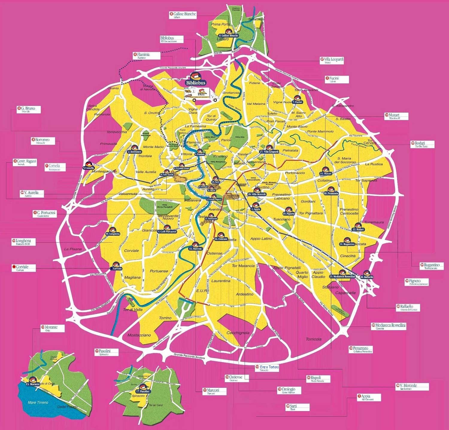 Rome City Center Map •