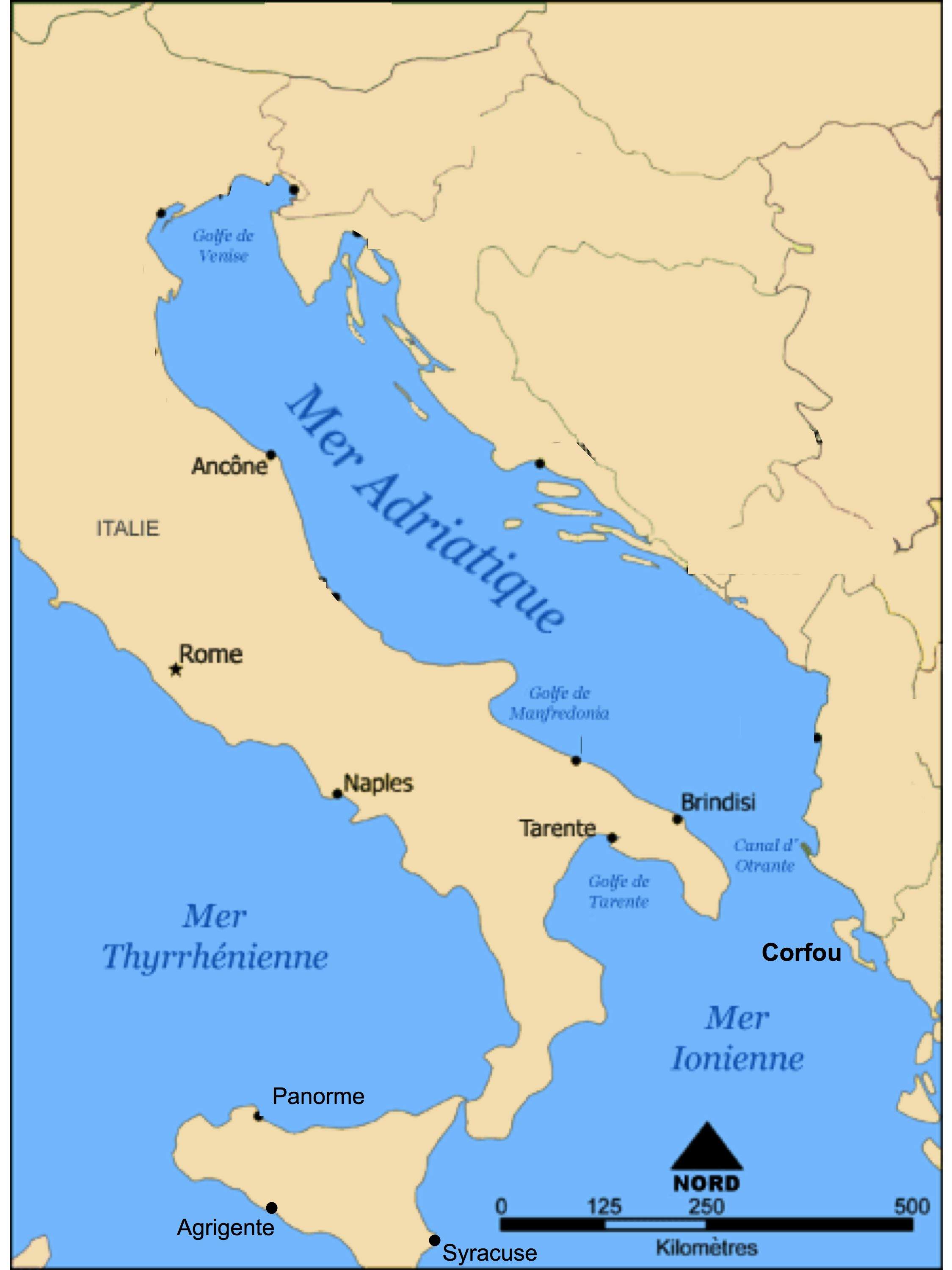 Italie Mer Adriatique Carte Adriatique Agathocle •
