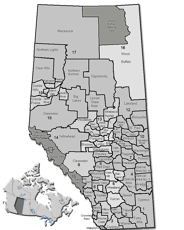 Alberta Municipal Districts •