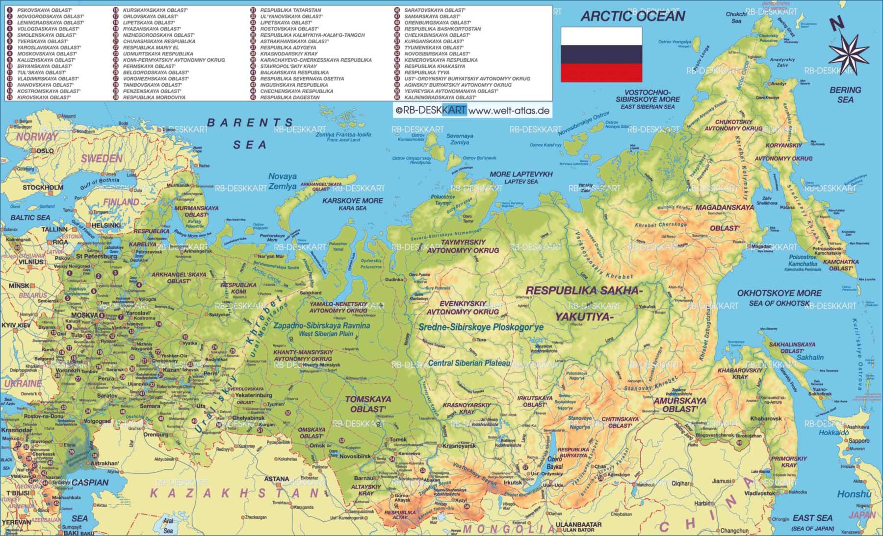 Kaart Rusland Moskoulos Big Map of Russia •