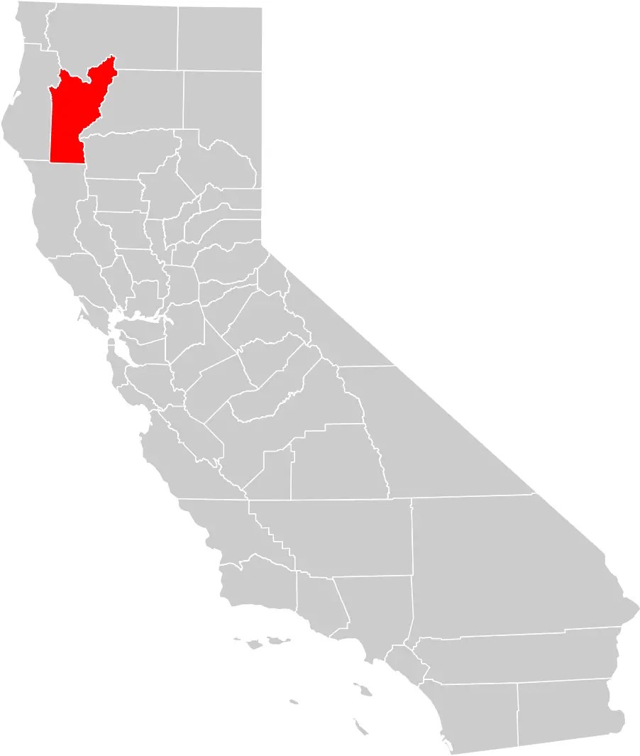 California County Map (trinity County Highlighted) •