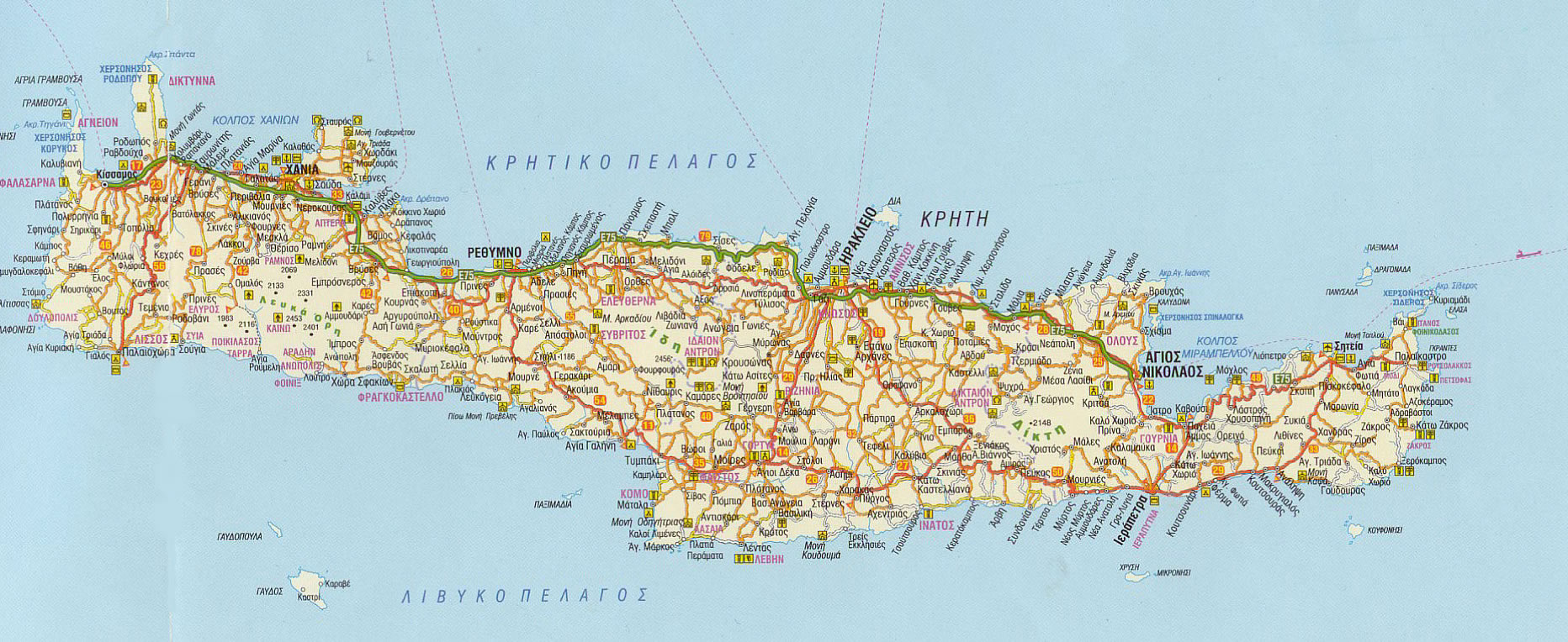 Carte Routiere Crète À Télécharger Crete Road Map
