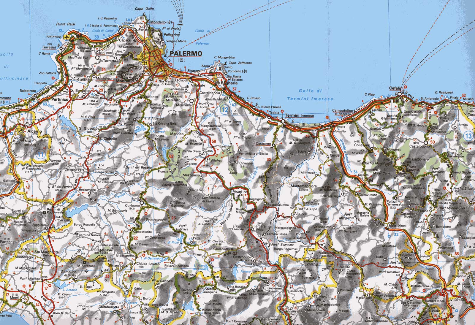 Detailed City Map of Palermo •