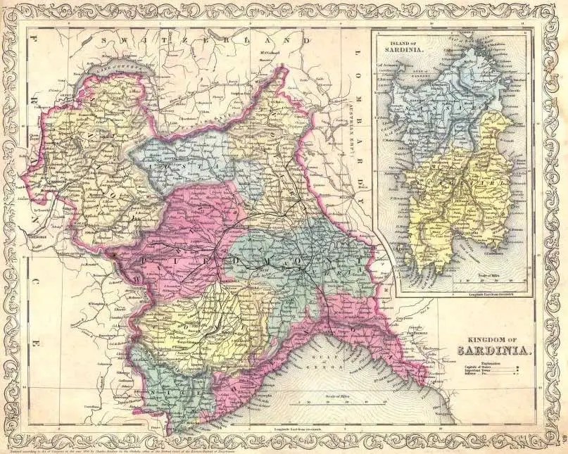 Historical Map of Sardinia •