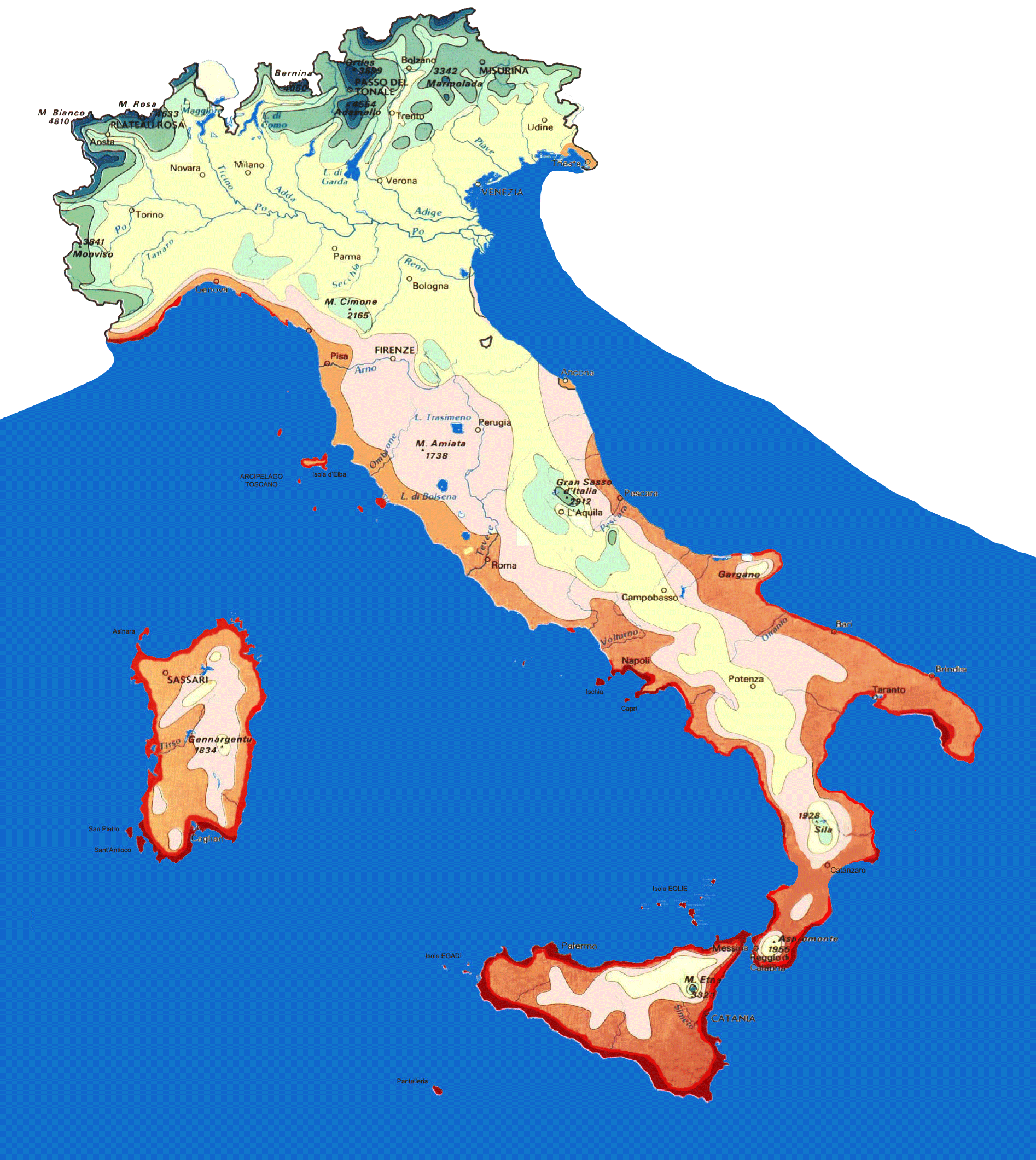 Carte Géologique Italie Isotherms Map Italy •
