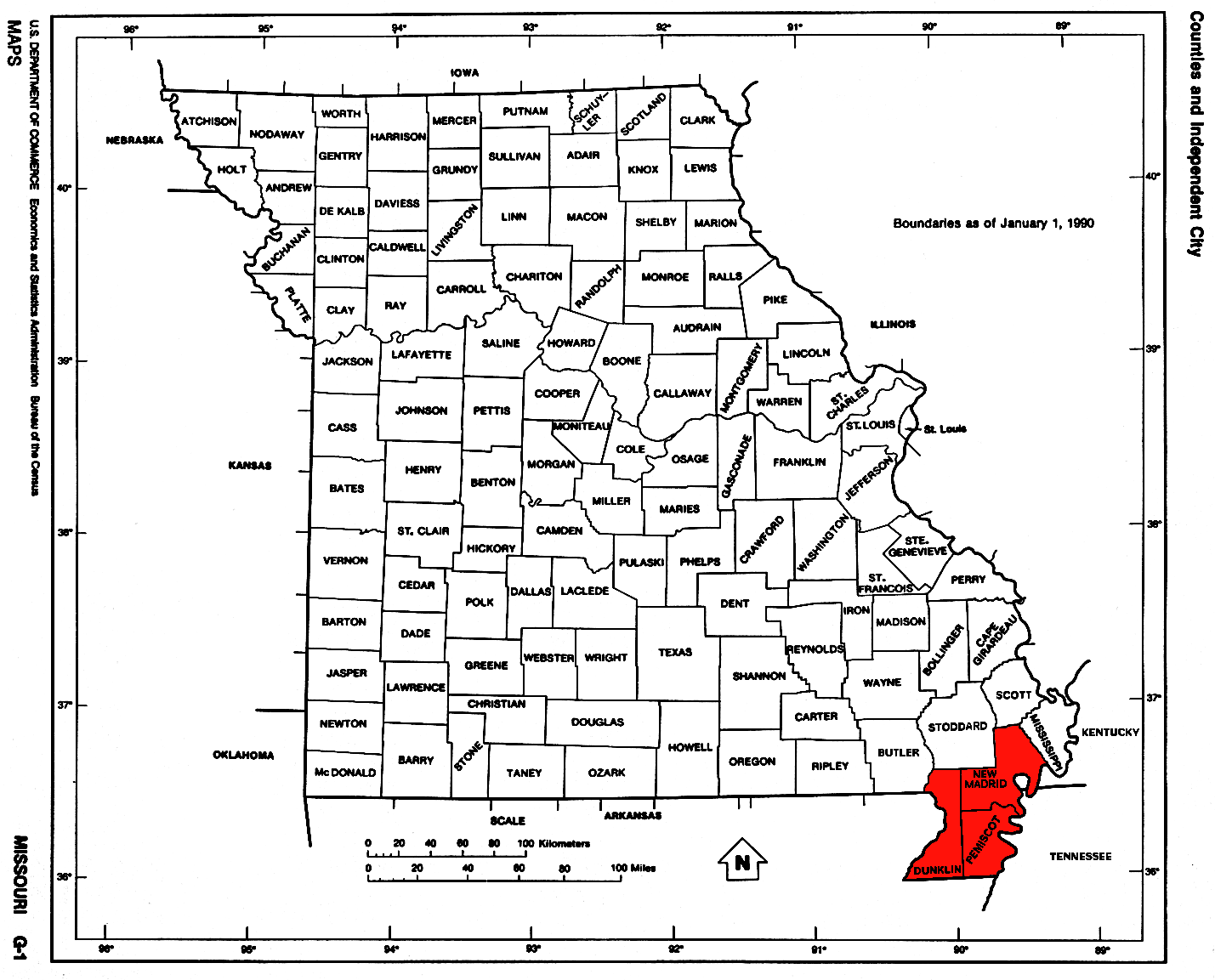 Bootheel Of Missouri Map Map of Missouri Highlighting Bootheel •