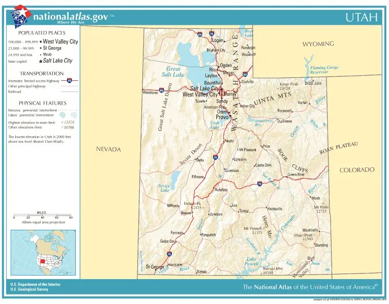 National Atlas Utah •