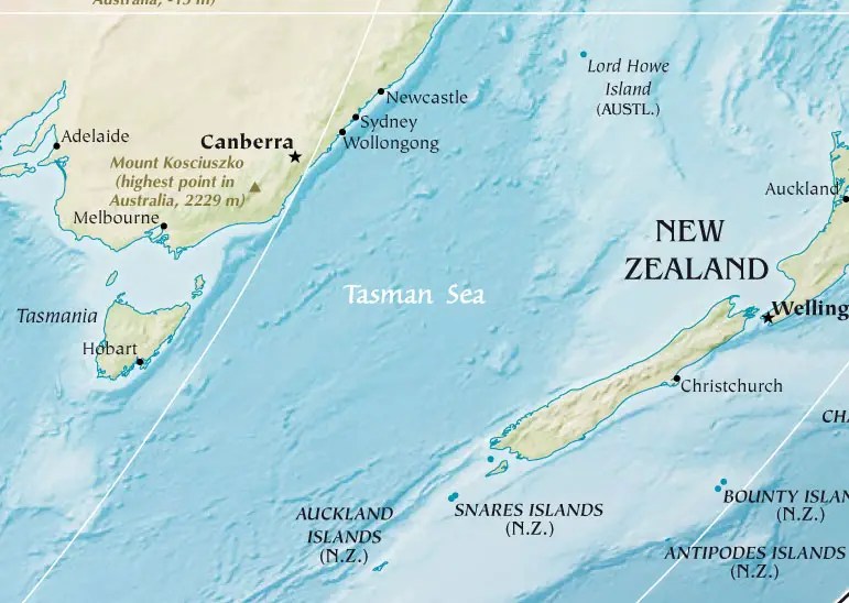 Tasman Sea Australia Map 30 Tasman Sea On Map Maps Online For You