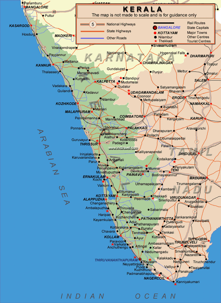 Kerala Tourism Map With Distance Travel News Best Tourist Places In