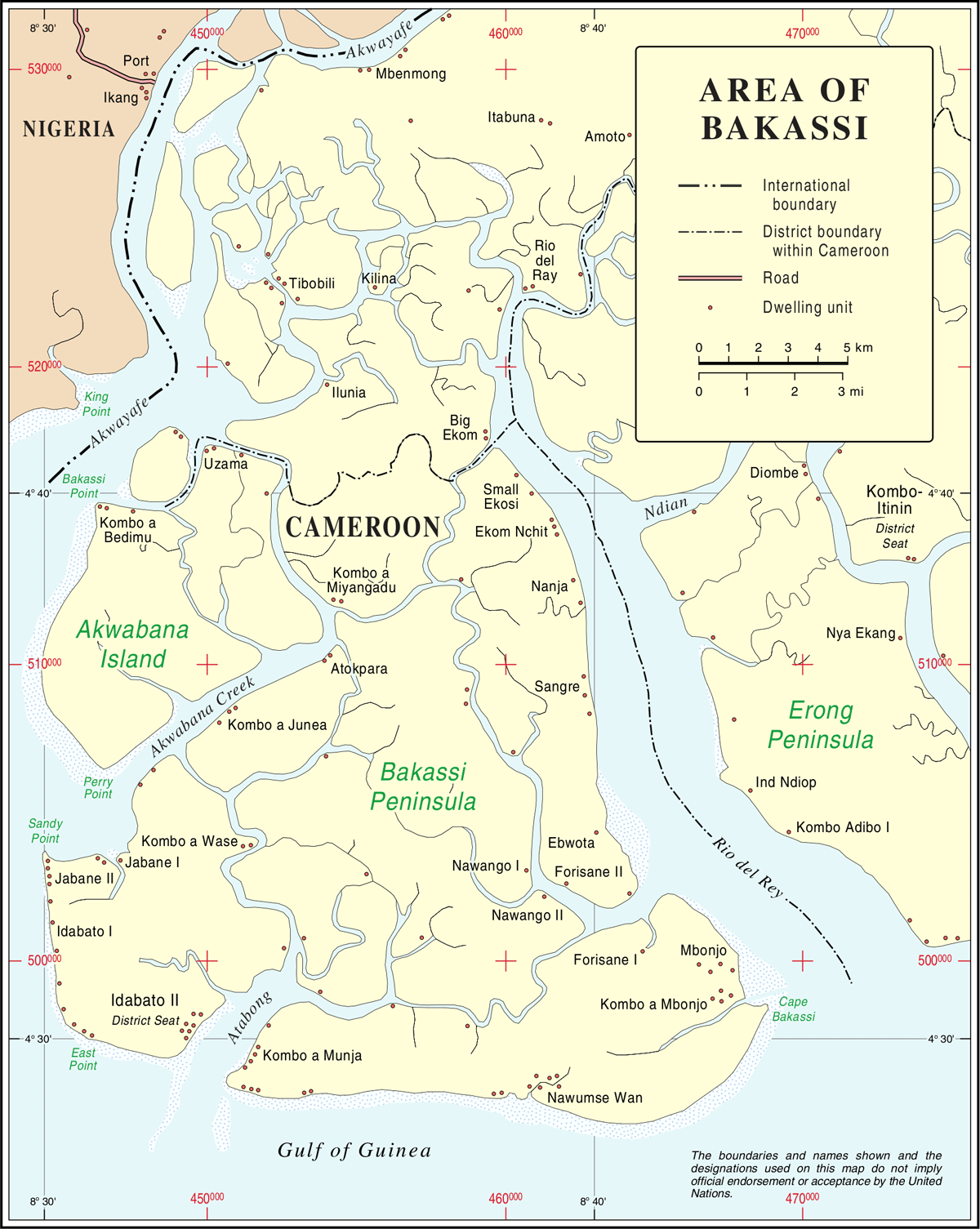 Map Of Bakassi Peninsula Un Bakassi &bull;