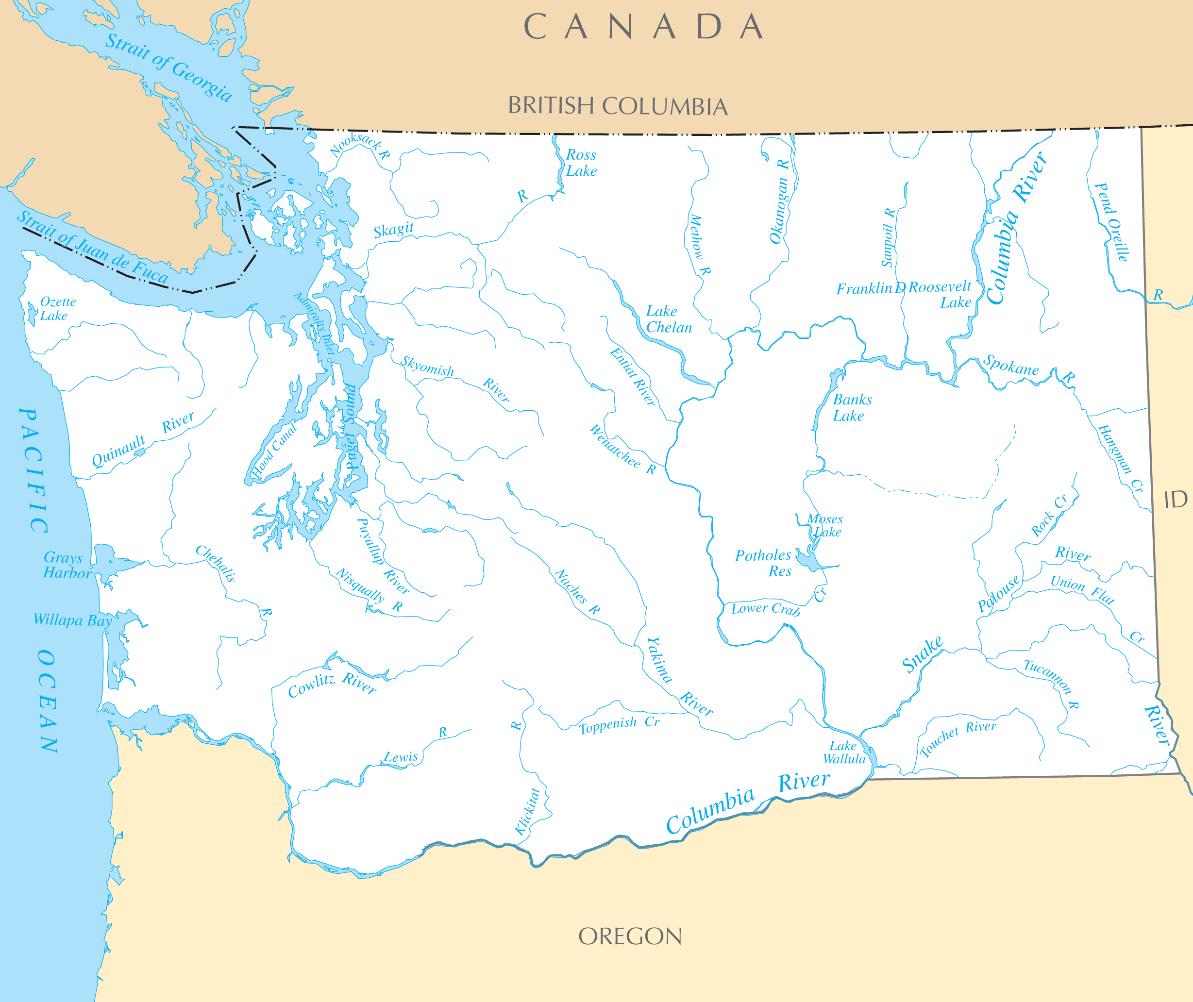 Washington State Rivers Map Washington Map With Rivers