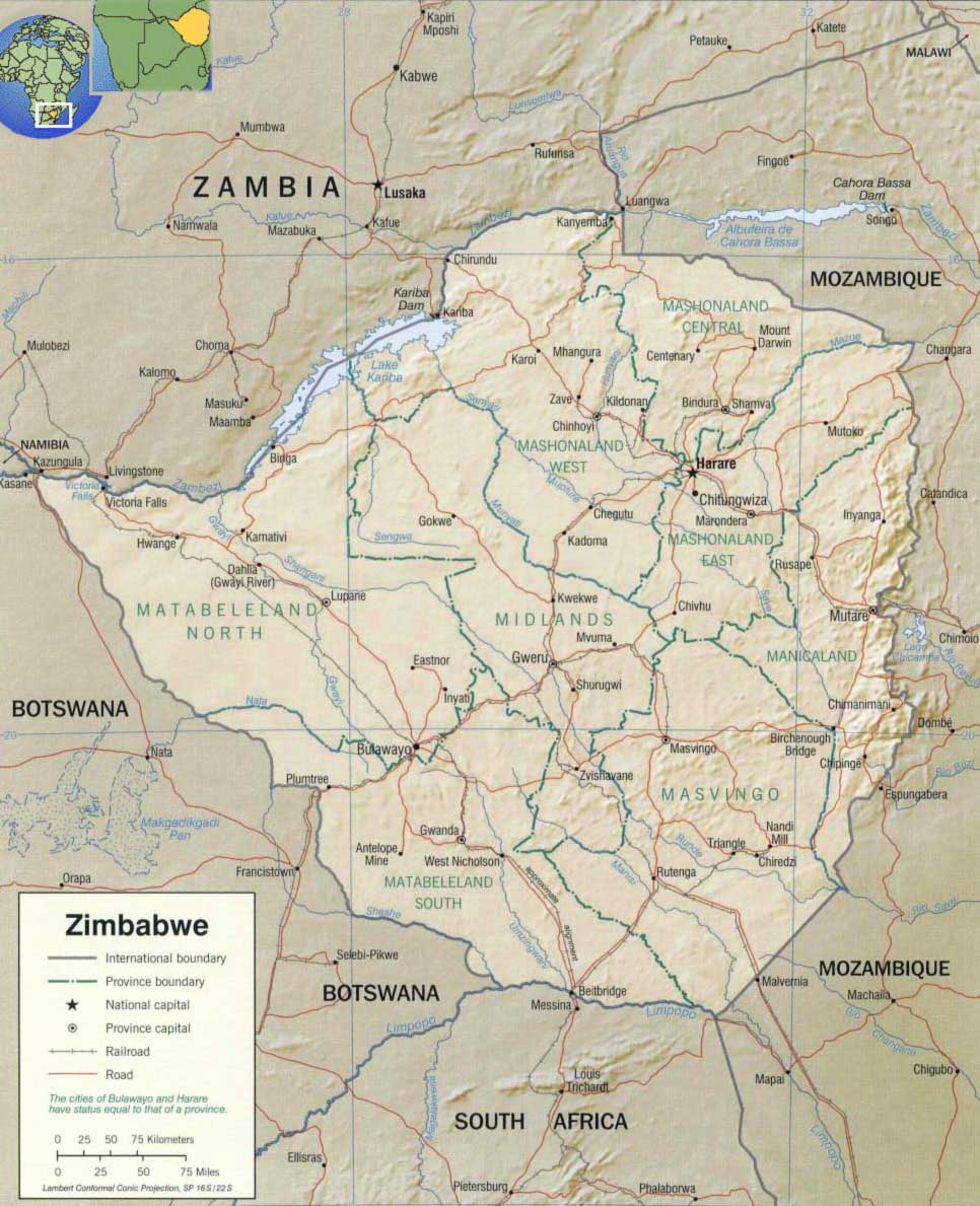 Zimbabwe National Parks Map