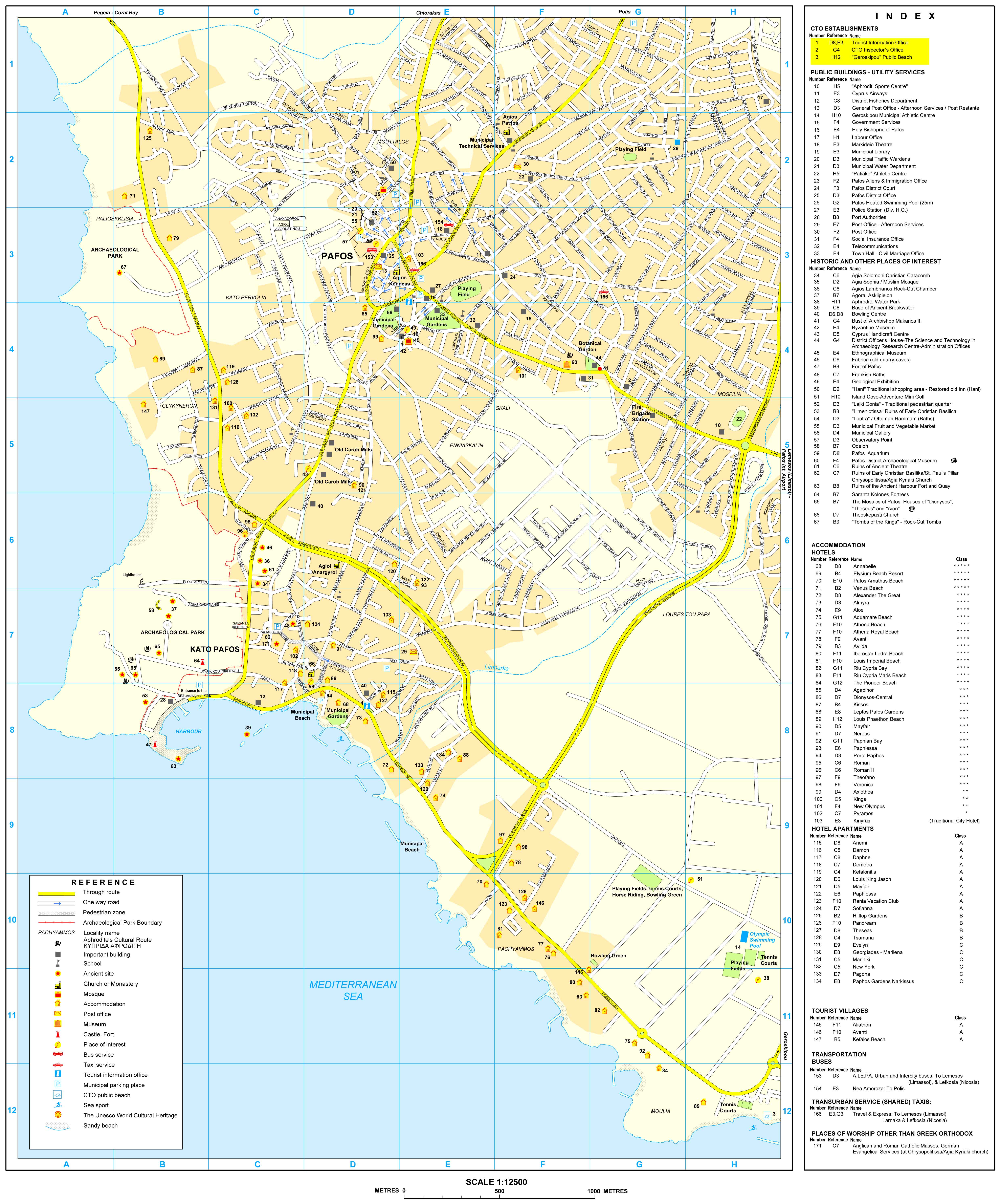 Paphos Map Street View Street Map Of Paphos | Road Maps Of The Paphos Area | Maps Of Cyprus