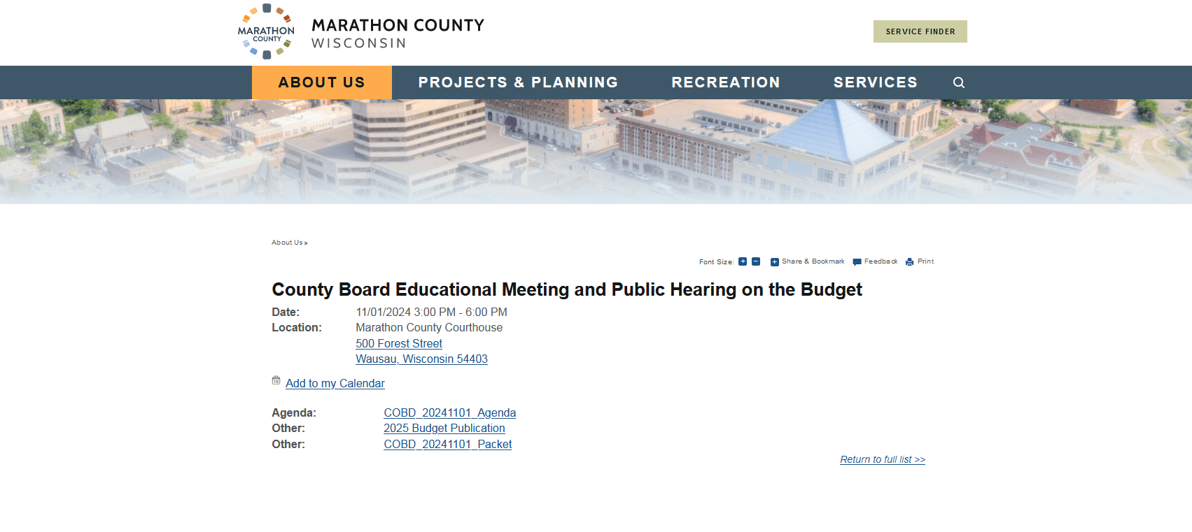 Reminder Marathon County 2025 Budget Public Hearing Marathon