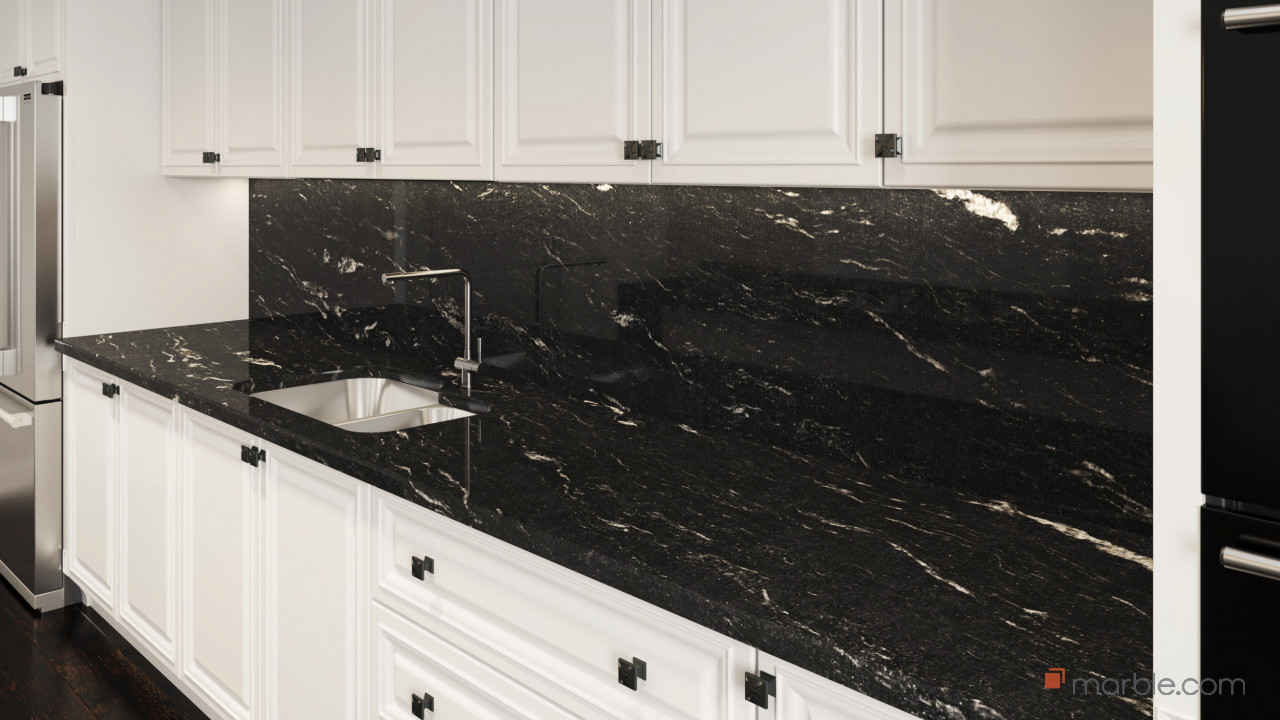 Cosmic Black Granite Kitchen Countertops