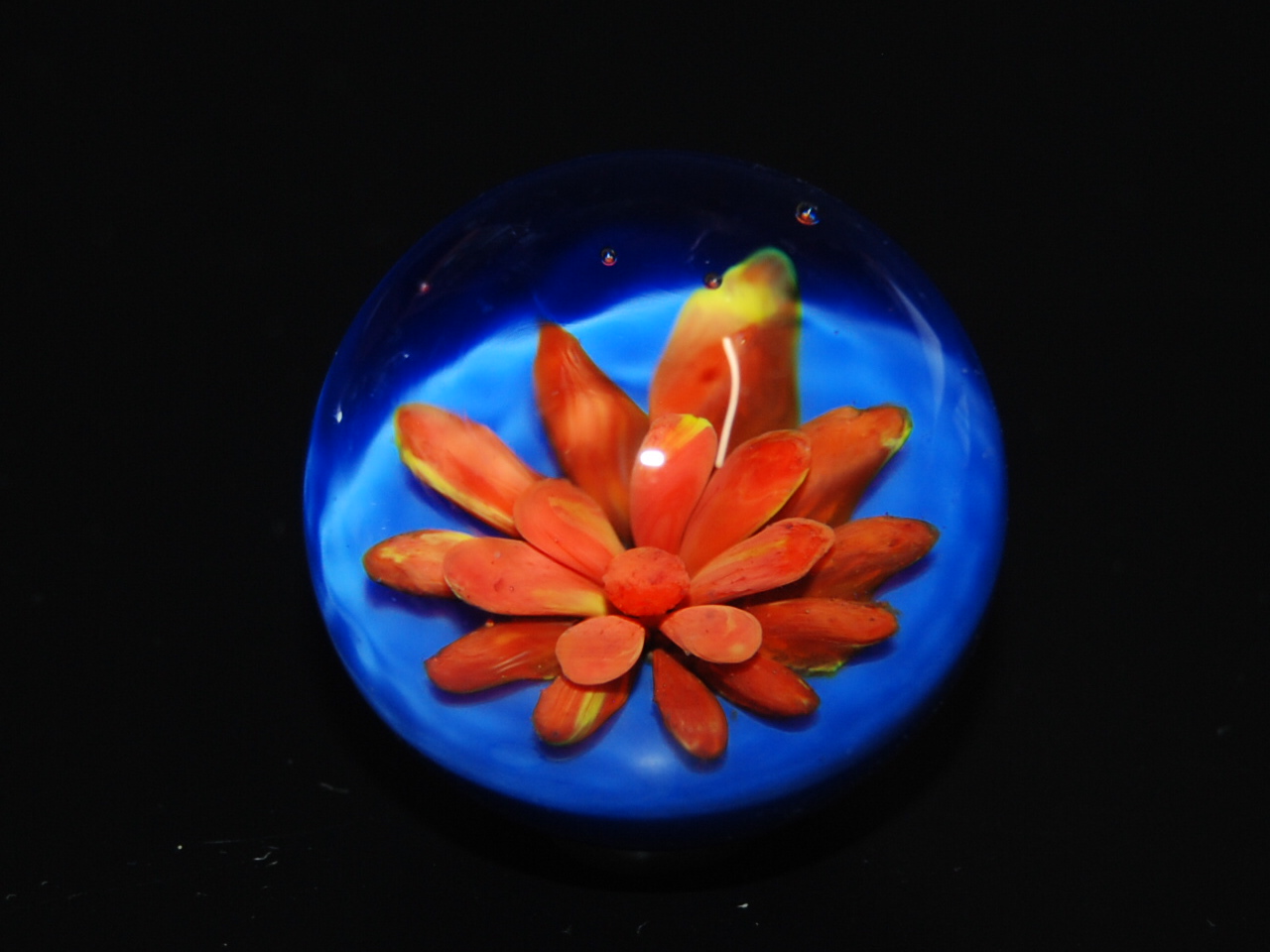 Handmade artglass flower marble