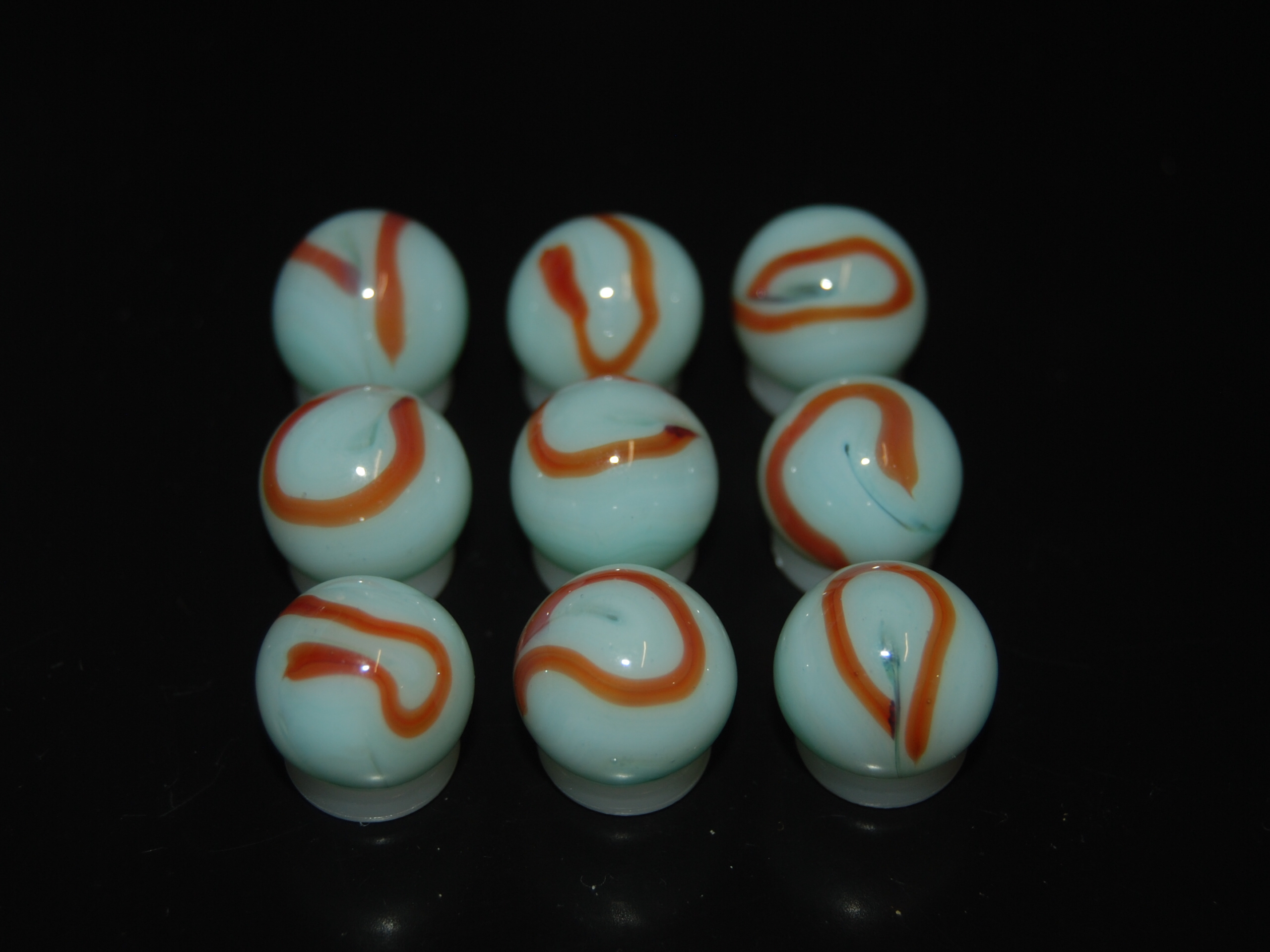 9 Beautiful Jabo/Vitro Classic Marbles Made In Reno, Ohio