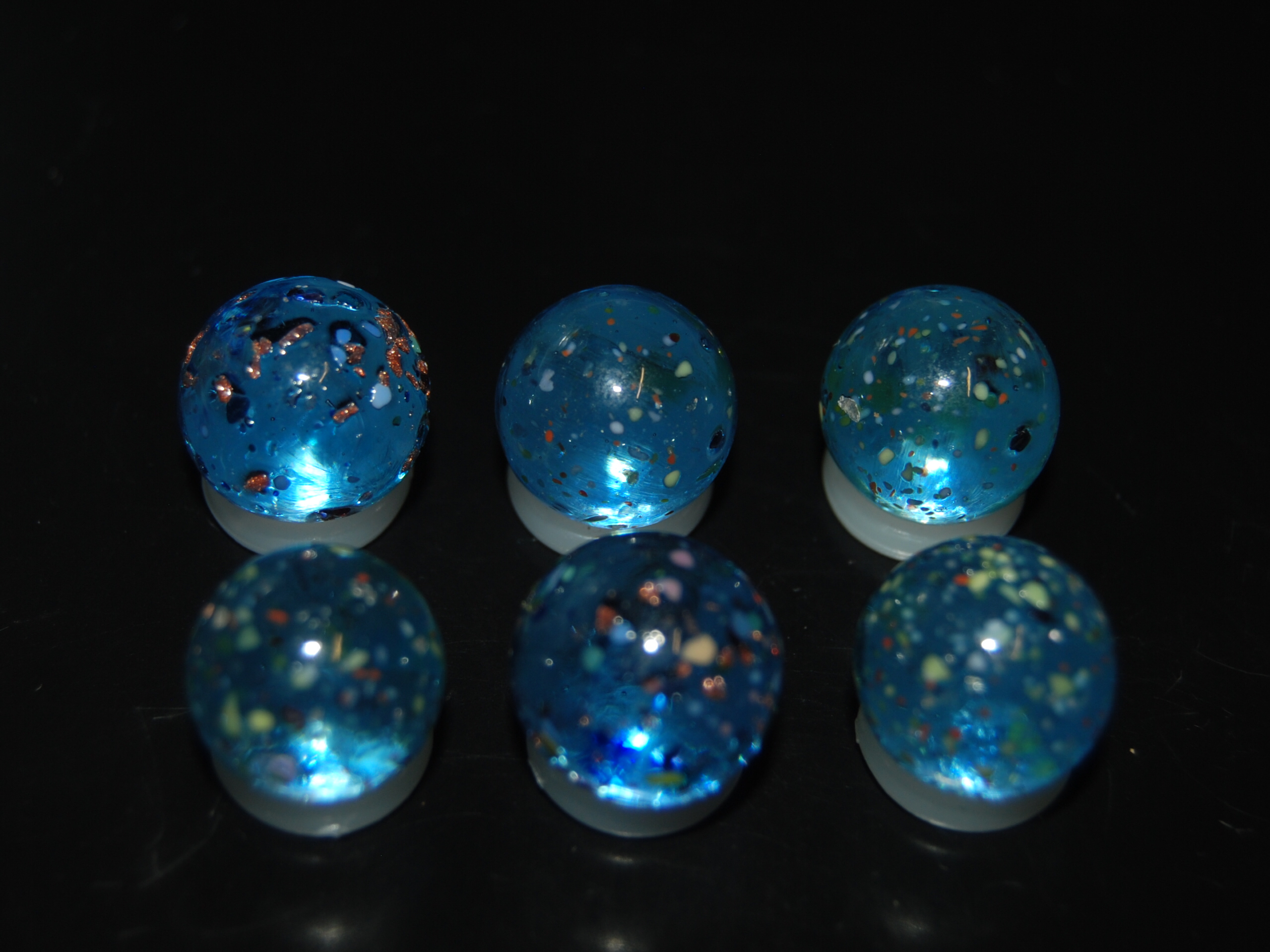 9 Beautiful Jabo Blue Base Lutz Mica Sprinkle's Marbles Made In Reno