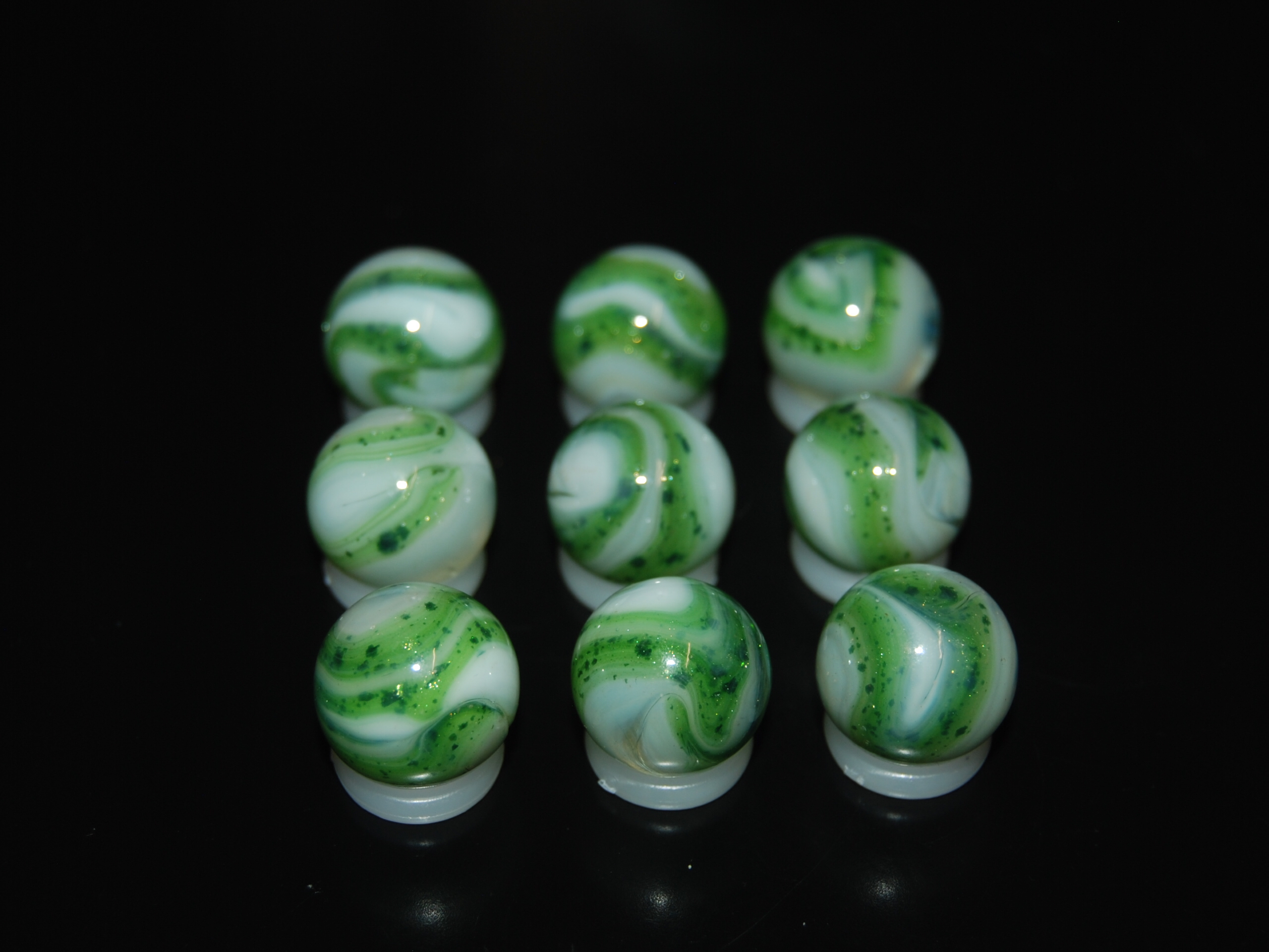 9 Beautiful Jabo Swirl Marbles With Aventurine Made In Reno, Ohio