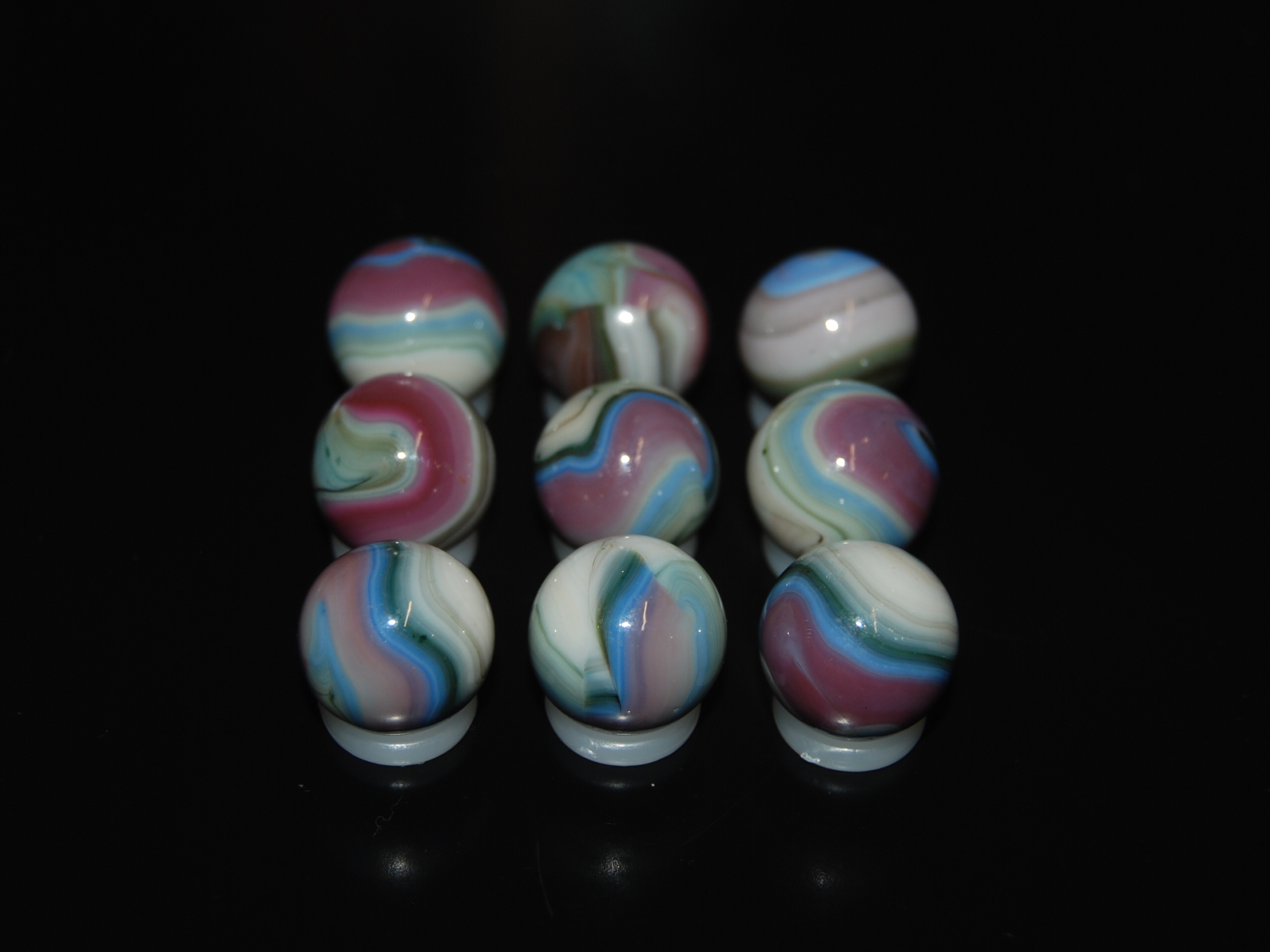 9 Beautiful Jabo Swirl Marbles Made In Reno, Ohio
