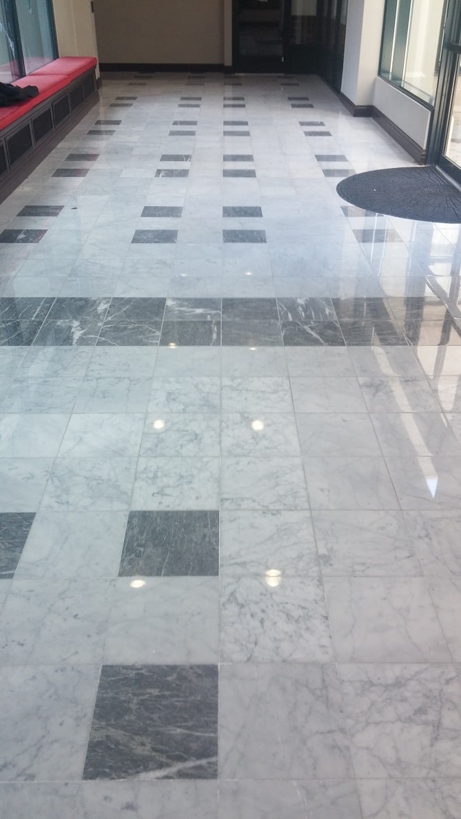 Marble Floor Restoration in Condominium Common Hallway