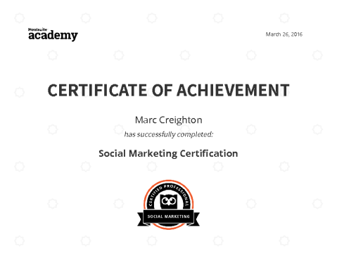 Hootsuite Certified Professional | Marc Creighton