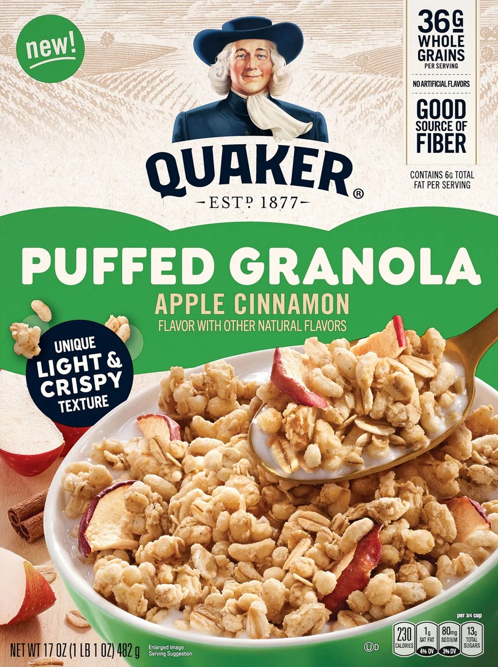 Quaker Puffed Granola Apple Cinnamon