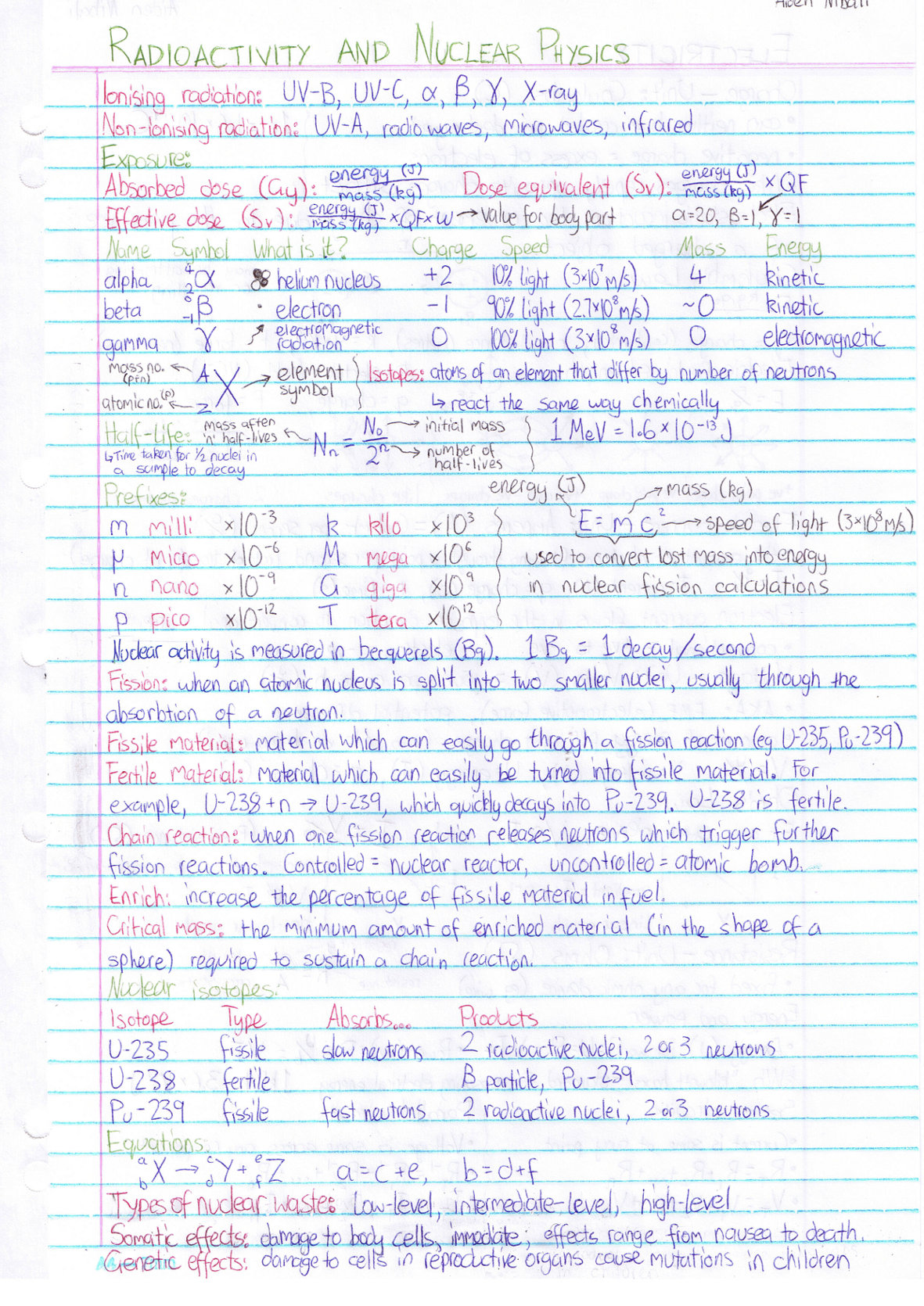 VCE School Notes / Physics (Year 11)